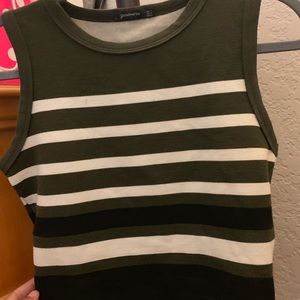 Striped Olive Green Halter Crop Top